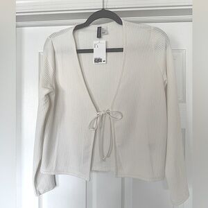 Cream tie-front cardigan